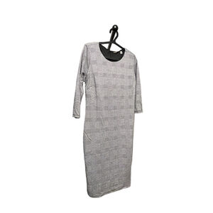 T Tahari Black White Houndstooth Midi Dress 12P